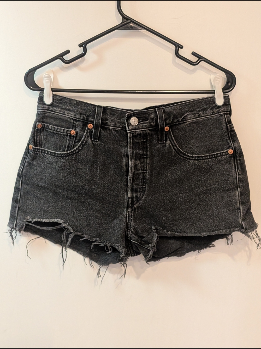 Levi's Black Washed Denim Cutoff Shorts